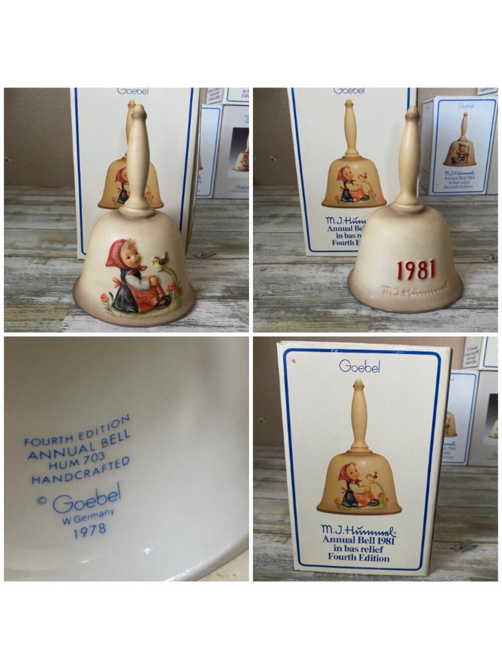 Hummel Annual Bells 1978-1986 Goebel Germany w/ Boxes Set of 9 - Picture 5 of 10